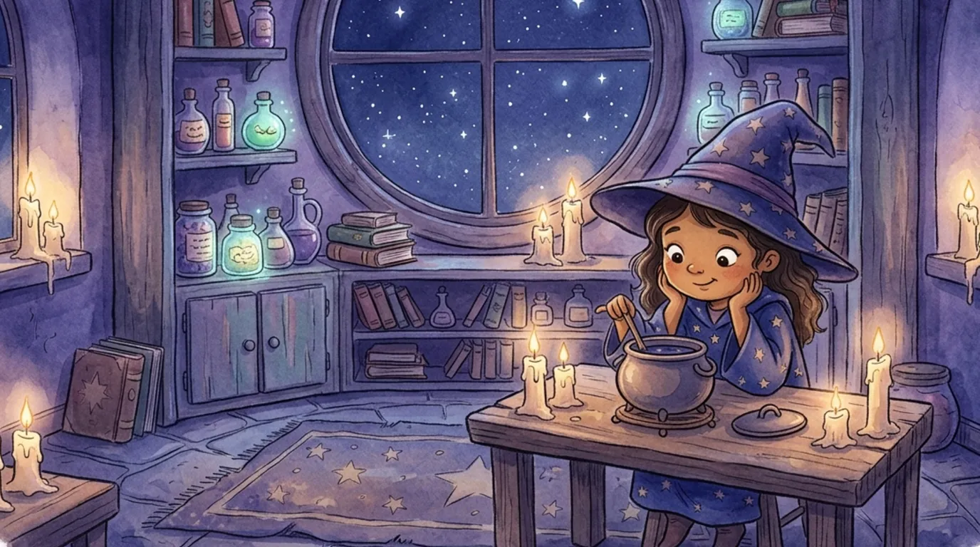 An illustrated page from THE POTION THAT NEEDED NIGHT